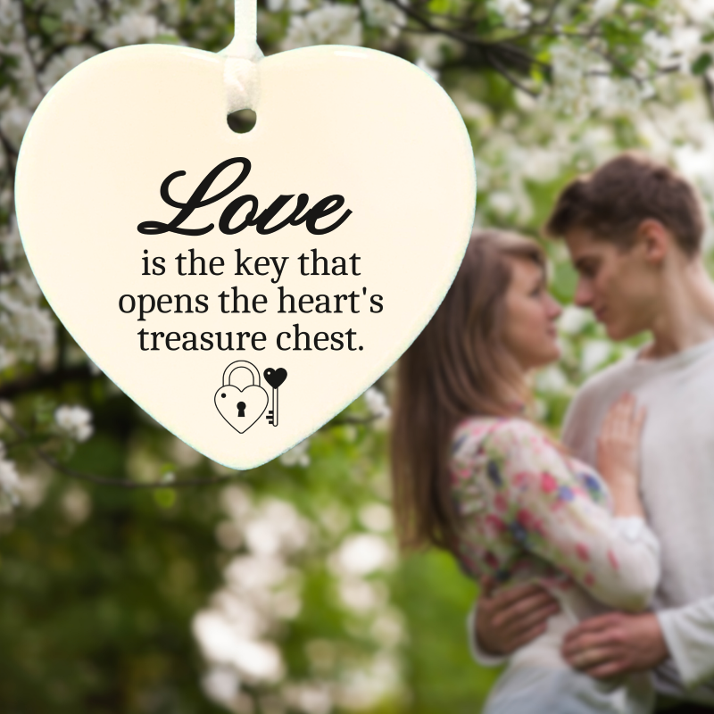 3" Heart Ceramic Ornament – Love Is the Key- Romantic Keepsake Engagement, Wedding, or Anniversary 3" Heart Ceramic Ornament – Love Is the Key- Romantic Keepsake Engagement, Wedding, or Anniversary