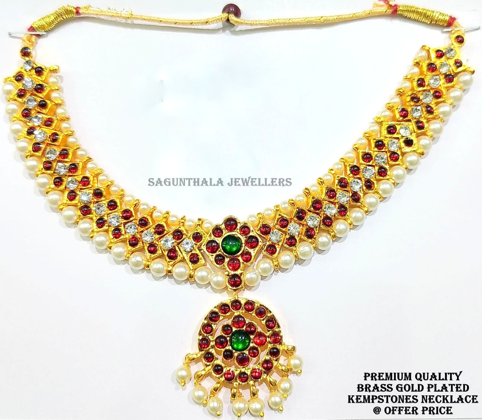 Temple Jewellery Brass Gold Necklace - For  weddings, bridal wear, Bharatanatyam, Kuchipudi