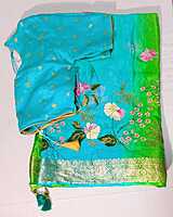 D04: Ready To Ship Beautiful Pure Chinnon Silk Saree With Stitched Blouse D04: Ready To Ship Beautiful Pure Chinnon Silk Saree With Stitched Blouse