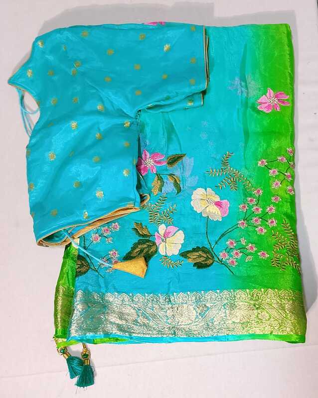 D04: Ready To Ship Beautiful Pure Chinnon Silk Saree With Stitched Blouse D04: Ready To Ship Beautiful Pure Chinnon Silk Saree With Stitched Blouse