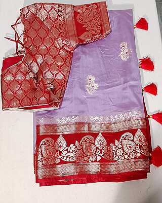 D171: Ready To Ship Beautiful Soft Silk Saree With Stitched Blouse