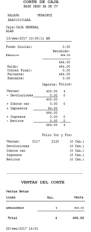 Corte De Caja Y Ventas Por Línea De Art