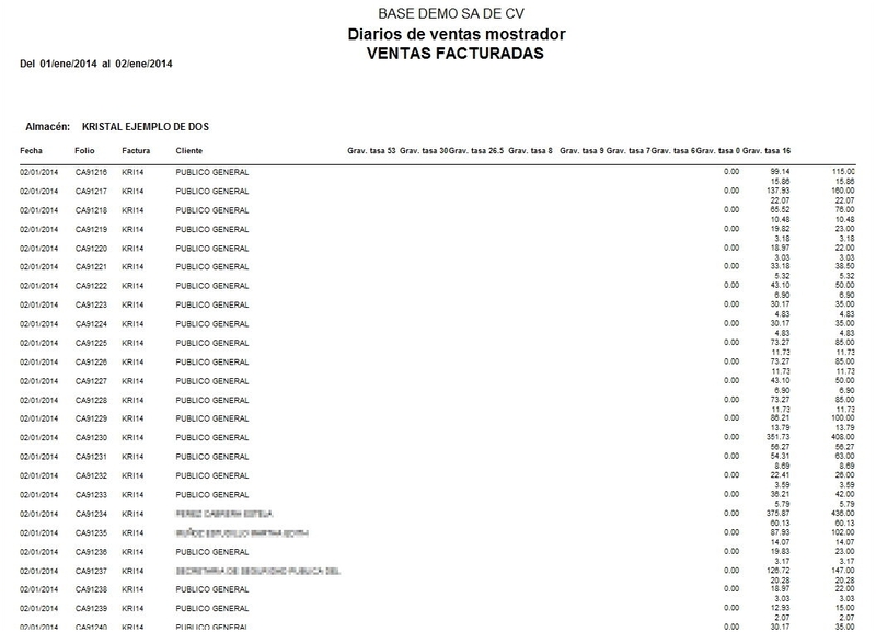 Diario De Ventas Mostrador Impto No Facturadas Diario De Ventas Mostrador Impto No Facturadas