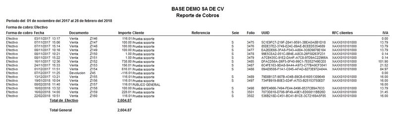Reporte De Cobros Por Caja Con Datos Xml Factura