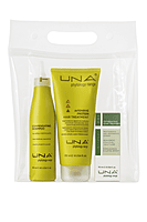 Kit UNA Compensating for hair loss: shampoo, oxygenating scalp drops, and protein mask