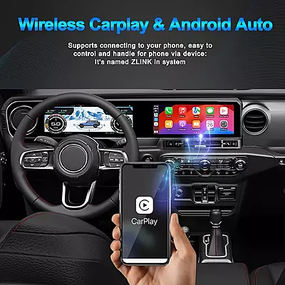 Android Car Radio & Digital Cluster for Jeep Wrangler JL/Gladiator JT 2018–2023 | 8+128GB GPS Stereo Navigation Unit (Grey)