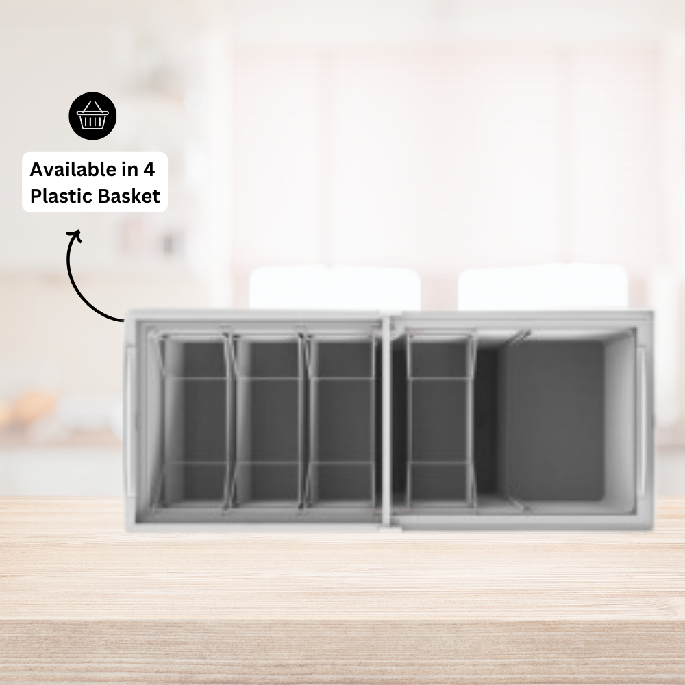 Blue Star Flat glass top Deep Freezer-GT4-400M with 4 Plastic Baskets.