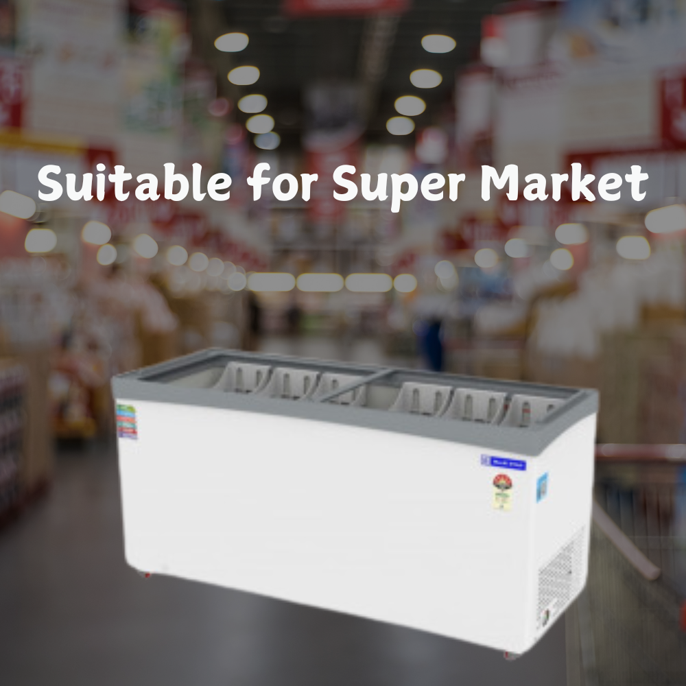 Suitable for Super Market: Blue Star Flat Glass Top Deep Freezer-GT5-590NP
