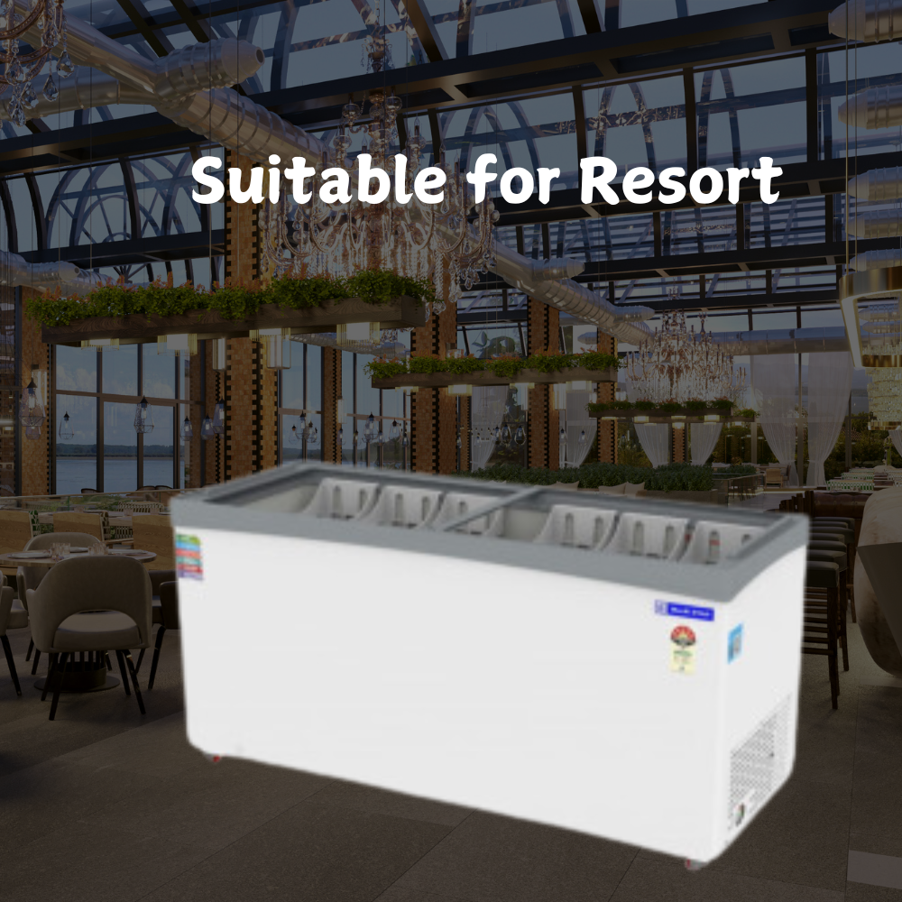 Suitable for Resort: Blue Star Flat Glass Top Deep Freezer-GT5-475N