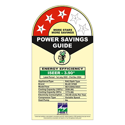 Energy-efficient cooling with the Blue Star Inverter Split AC - 1 Ton 3 Star.