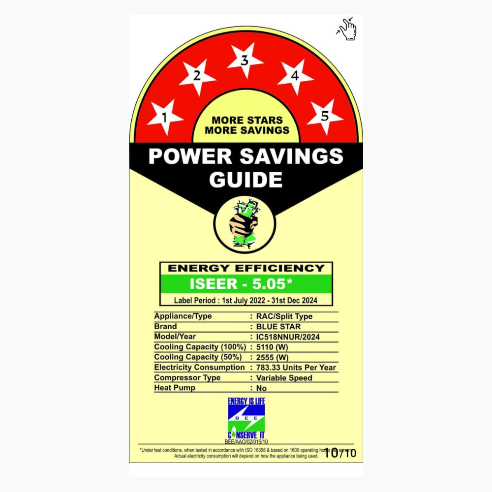 Energy Efficient Cooling with Blue Star IC518NNUR Inverter Split AC-1.5 Ton 5 Star Energy Efficient Cooling with Blue Star IC518NNUR Inverter Split AC-1.5 Ton 5 Star