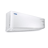Close-up of the Blue Star Inverter Split AC indoor unit, showcasing its modern design and display. Close-up of the Blue Star Inverter Split AC indoor unit, showcasing its modern design and display.
