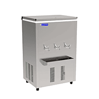 High-capacity Blue Star storage water cooler with multiple taps.