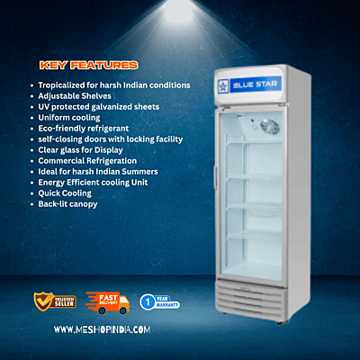 Blue Star 220L visi cooler with adjustable internal shelves. Blue Star 220L visi cooler with adjustable internal shelves.