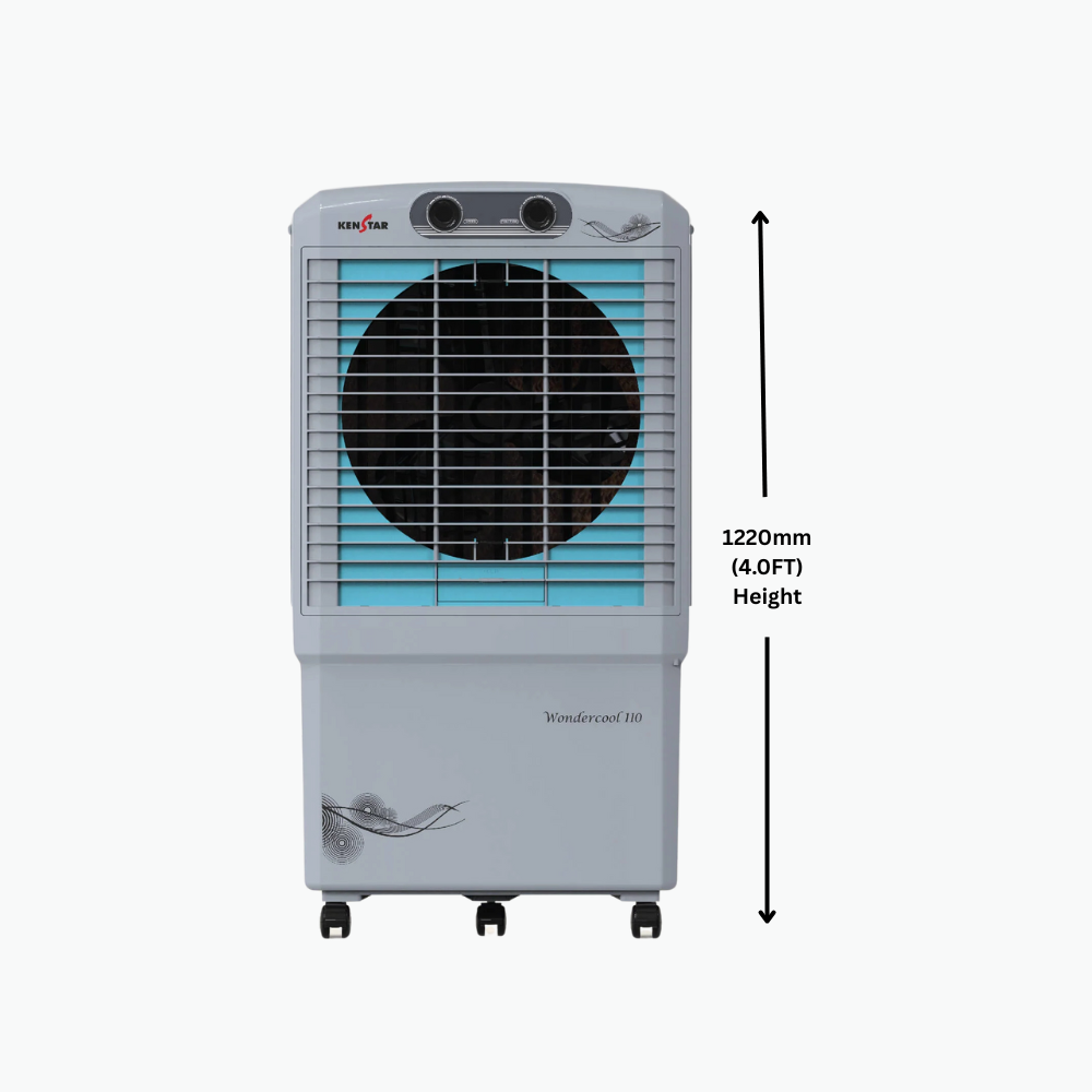 Large 110-liter KenStar Wonder Cool air cooler with honeycomb pads.