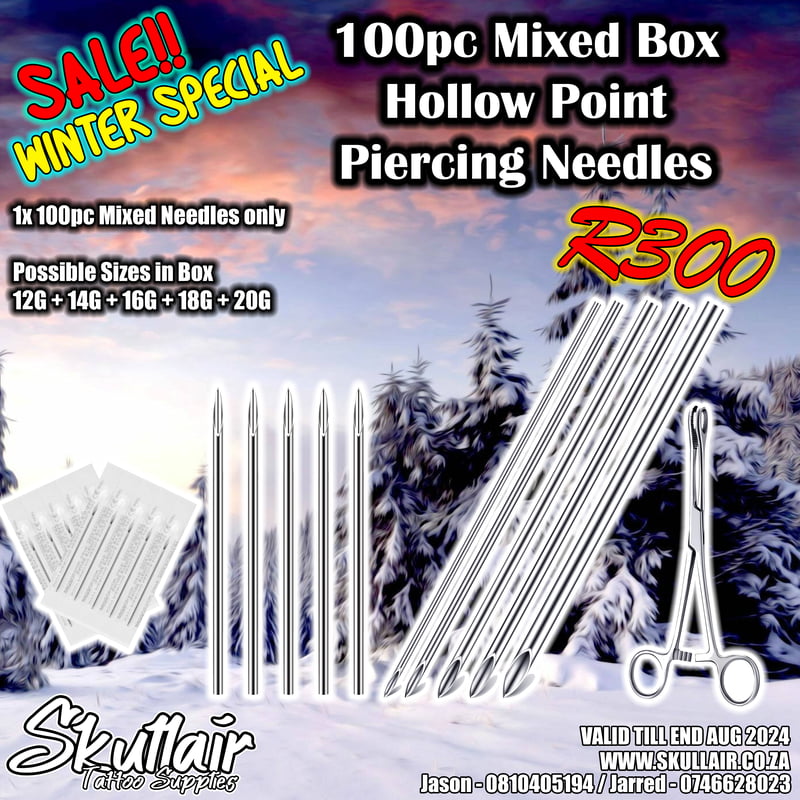 Mixed Box 50pc Hollow Point Piercing needles Mixed Box 50pc Hollow Point Piercing needles