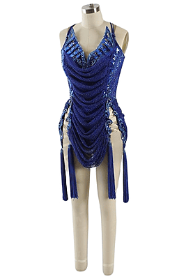 Elegant Blue Latin Costume