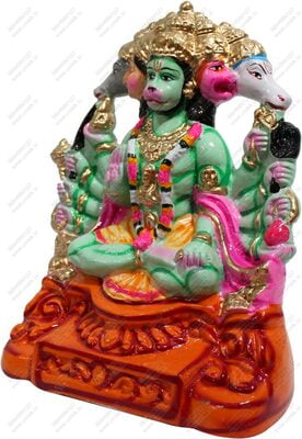 Unikk Panchamukha Hanuman Paper Mache Golu Doll for Navarathri (Multicolor)