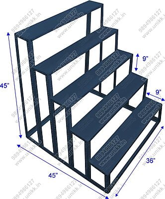 Unikk 5 Steps Golu Stand 3 feet Width of Steel Metal with Regular Painting Coating for Navarathri Kolu Padi Removable Slotted Angle Display Rack Dismantlable Unikk 5 Steps Golu Stand 3 feet Width of Steel Metal with Regular Painting Coating for Navarathri Kolu Padi Removable Slotted Angle Display Rack Dismantlable