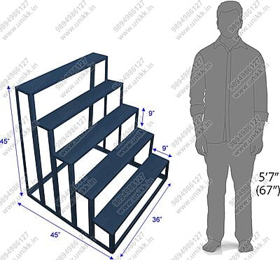 Unikk 5 Steps Golu Stand 3 feet Width of Steel Metal with Regular Painting Coating for Navarathri Kolu Padi Removable Slotted Angle Display Rack Dismantlable Unikk 5 Steps Golu Stand 3 feet Width of Steel Metal with Regular Painting Coating for Navarathri Kolu Padi Removable Slotted Angle Display Rack Dismantlable