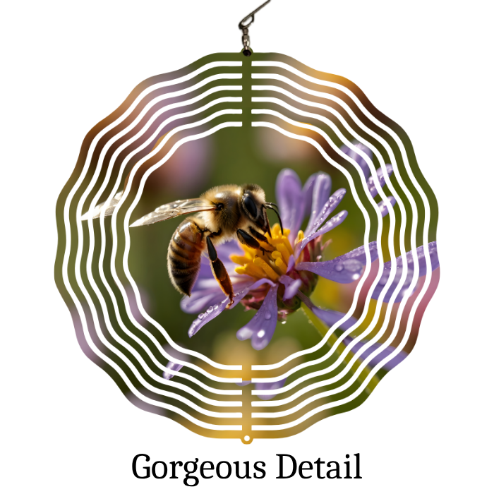 Purple Blossom Bee Wind Spinner with Personalized Chimes Purple Blossom Bee Wind Spinner with Personalized Chimes