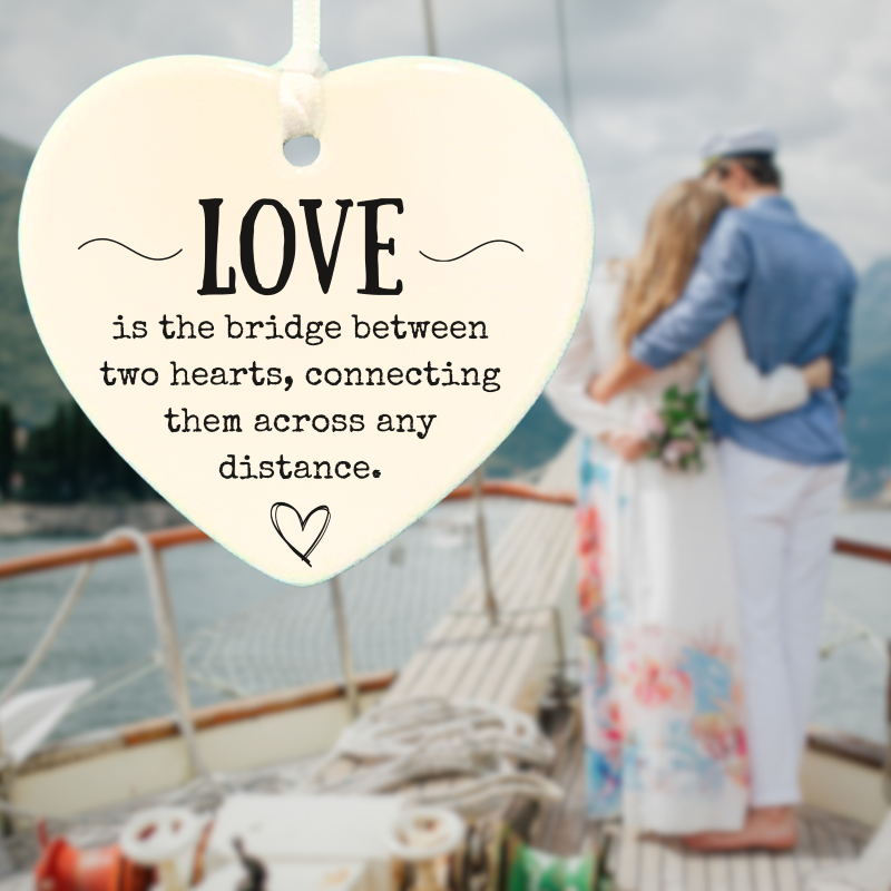 3" Heart Ceramic Ornament – Love Is a Bridge- Romantic Keepsake Engagement, Wedding, or Anniversary 3" Heart Ceramic Ornament – Love Is a Bridge- Romantic Keepsake Engagement, Wedding, or Anniversary