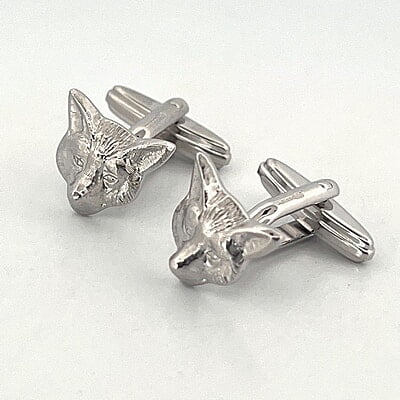 Cufflinks Fox Head Swivel Design English Sterling Silver. SKU #: CU495.
