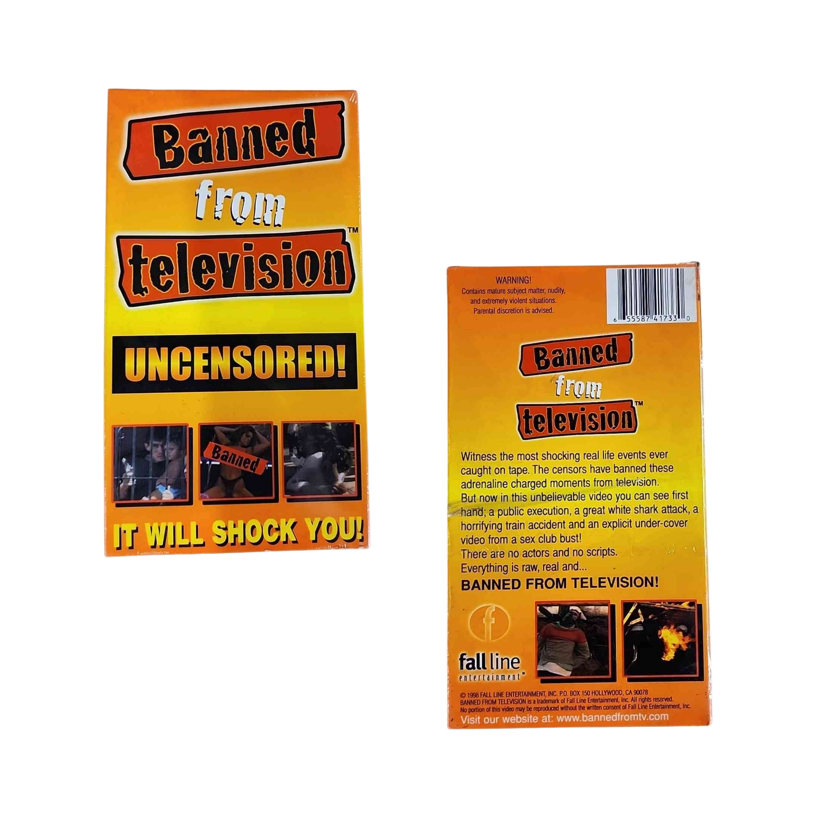 VHS Case – Banned From Television: Uncensored Edition this a case of 50 tapes your peace price is $1.50 retail peace price $12.99