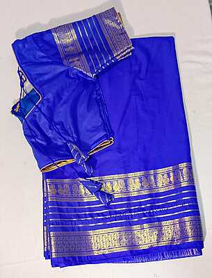 D003: Ready To Ship Beautiful Semi Mysore Silk Saree With Stitched Blouse