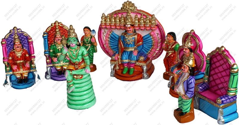 UNIKK Raavana Dharbar Set 31 cm Height of 9 Pieces Made of Eco Friendly Paper Mache Multicolor UNIKK Raavana Dharbar Set 31 cm Height of 9 Pieces Made of Eco Friendly Paper Mache Multicolor