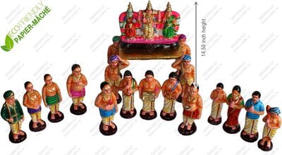 UNIKK Murugan Oorvalam Set 34 cm Height of 19 Pieces Made of Eco Friendly Paper Mache UNIKK Murugan Oorvalam Set 34 cm Height of 19 Pieces Made of Eco Friendly Paper Mache