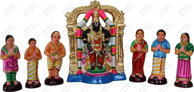 UNIKK Tirupati Netra Darsanam Set 27 cm Height of 7 Pieces Made of Paper Mache Multicolor UNIKK Tirupati Netra Darsanam Set 27 cm Height of 7 Pieces Made of Paper Mache Multicolor