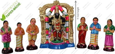 UNIKK Tirupati Netra Darsanam Set 27 cm Height of 7 Pieces Made of Paper Mache Multicolor UNIKK Tirupati Netra Darsanam Set 27 cm Height of 7 Pieces Made of Paper Mache Multicolor