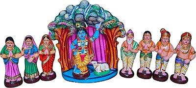 UNIKK Govardhanagiri Set Paper Mache Navarathri Golu Doll of 27 cm Height Multicolor