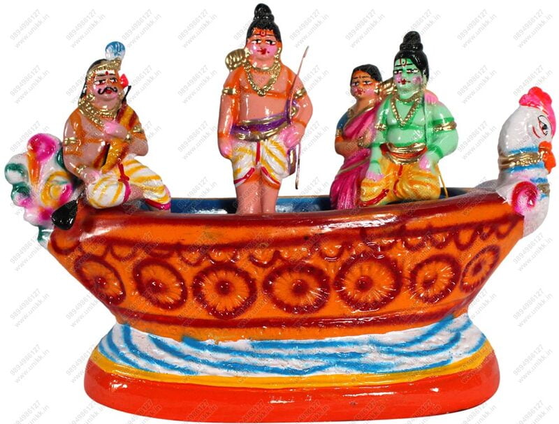 UNIKK Guha Boat Set 25 cm Height of 4 Pieces Made of Eco Friendly Paper Mache Multicolor UNIKK Guha Boat Set 25 cm Height of 4 Pieces Made of Eco Friendly Paper Mache Multicolor