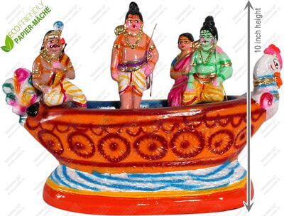 UNIKK Guha Boat Set 25 cm Height of 4 Pieces Made of Eco Friendly Paper Mache Multicolor UNIKK Guha Boat Set 25 cm Height of 4 Pieces Made of Eco Friendly Paper Mache Multicolor