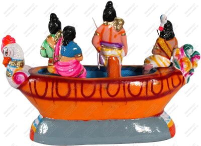 UNIKK Guha Boat Set 25 cm Height of 4 Pieces Made of Eco Friendly Paper Mache Multicolor UNIKK Guha Boat Set 25 cm Height of 4 Pieces Made of Eco Friendly Paper Mache Multicolor