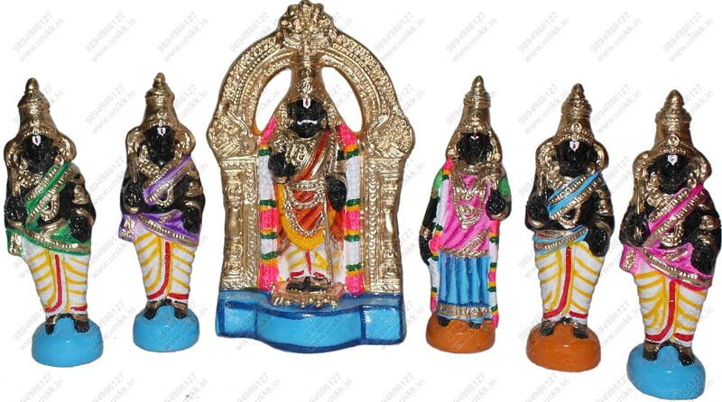 UNIKK Parthasarathi Set 21 cm Height of 6 Pieces Made of Eco Friendly Paper Mache Multicolor UNIKK Parthasarathi Set 21 cm Height of 6 Pieces Made of Eco Friendly Paper Mache Multicolor