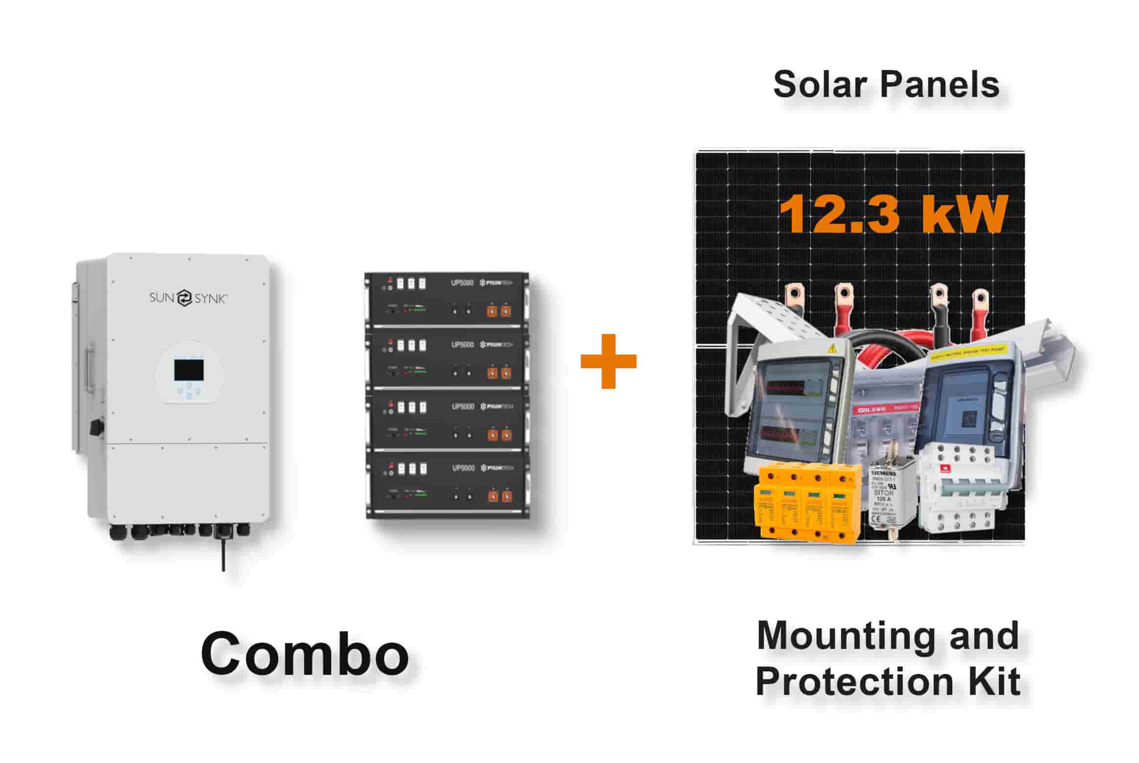 12.0 kW SUNSYNK 3-Phase Hybrid - PYLONTECH Combo, c/w 4x 4.8 kWh Lithium Batteries