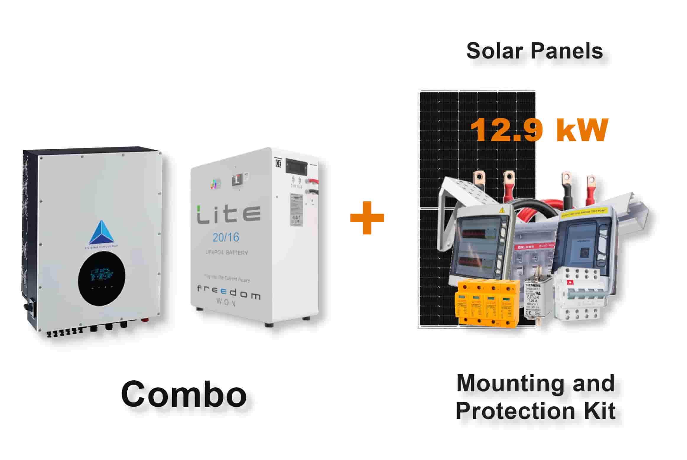 12.0 kW Blue Mountain 3-Phase Hybrid - FREEDOM WON Combo, c/w 20.0 kWh Lithium Battery