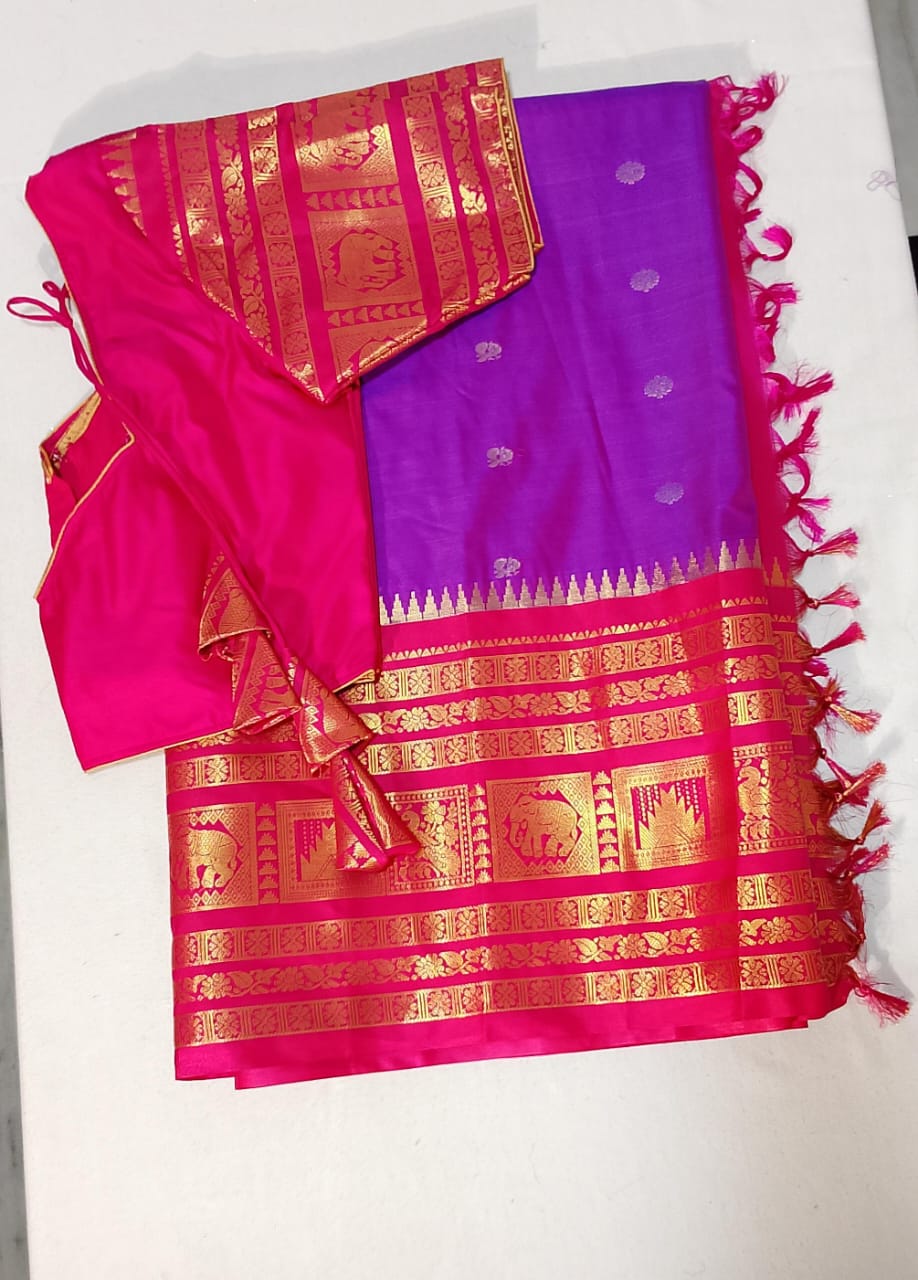 C175: Ready To Ship Beautiful Gadwal Silk Saree With Stitched Blouse