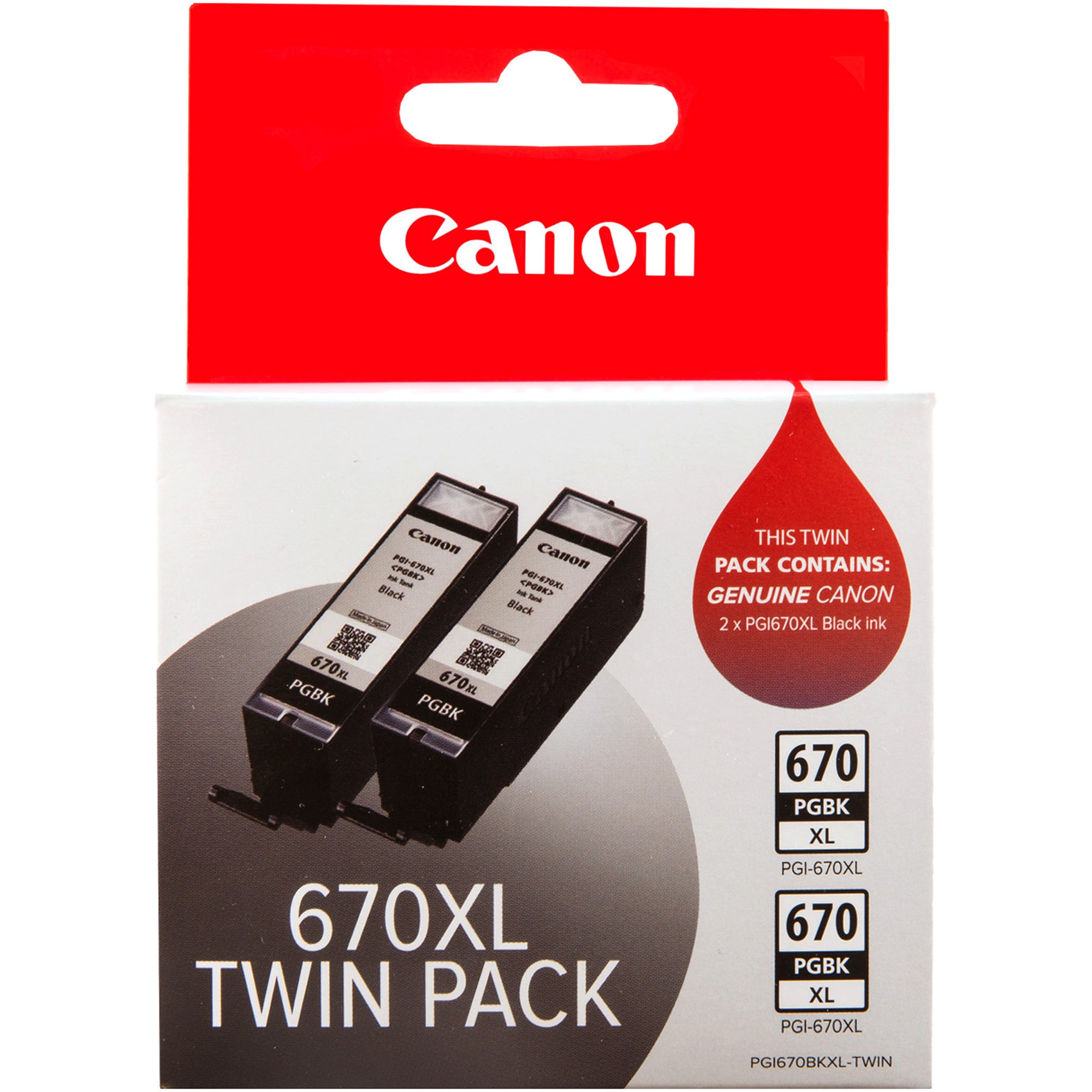Canon Pixma PGI670XLBK Ink Cartridge High Yield Twin Pack  Black