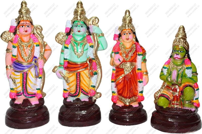 UNIKK Ramar Set 26 cm Height of 4 Pieces Made of Eco Friendly Paper Mache Multicolor UNIKK Ramar Set 26 cm Height of 4 Pieces Made of Eco Friendly Paper Mache Multicolor