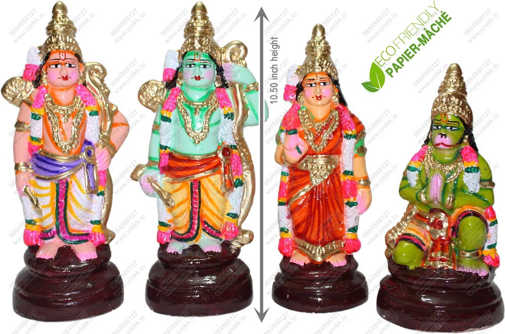 UNIKK Ramar Set 26 cm Height of 4 Pieces Made of Eco Friendly Paper Mache Multicolor UNIKK Ramar Set 26 cm Height of 4 Pieces Made of Eco Friendly Paper Mache Multicolor