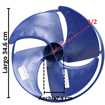 Aspa Ventana Condensador para Minisplit Mirage Largo 34.6cm Ancho Aro 7.4cm Flecha 5/16 CW Derecha 4 Hojas - 12100105000036