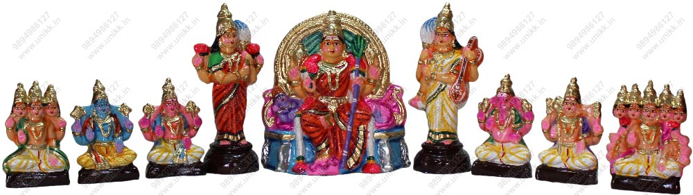 UNIKK Lalitha Devi Set 24 cm Height of 9 Pieces Made of Eco Friendly Paper Mache Multicolor UNIKK Lalitha Devi Set 24 cm Height of 9 Pieces Made of Eco Friendly Paper Mache Multicolor