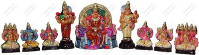 UNIKK Lalitha Devi Set 24 cm Height of 9 Pieces Made of Eco Friendly Paper Mache Multicolor UNIKK Lalitha Devi Set 24 cm Height of 9 Pieces Made of Eco Friendly Paper Mache Multicolor