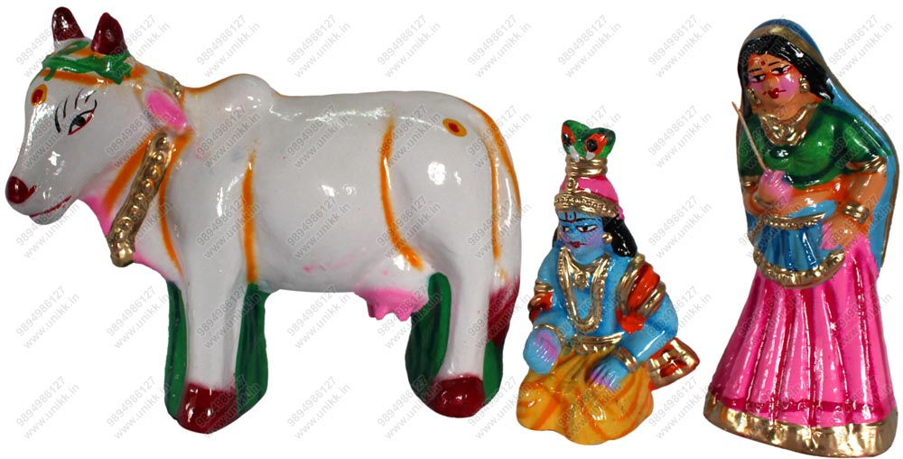 UNIKK Yashoda Krishna Set 17 cm Height of 3 Pieces Made of Eco Friendly Paper Mache Multicolor UNIKK Yashoda Krishna Set 17 cm Height of 3 Pieces Made of Eco Friendly Paper Mache Multicolor