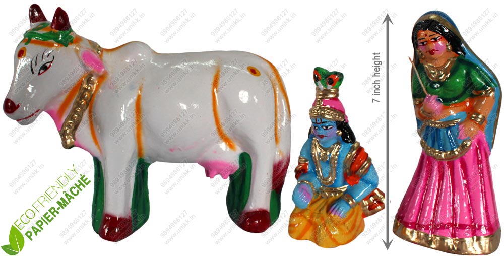 UNIKK Yashoda Krishna Set 17 cm Height of 3 Pieces Made of Eco Friendly Paper Mache Multicolor UNIKK Yashoda Krishna Set 17 cm Height of 3 Pieces Made of Eco Friendly Paper Mache Multicolor