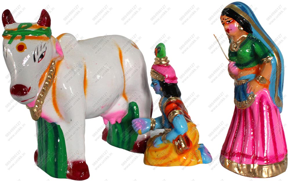UNIKK Yashoda Krishna Set 17 cm Height of 3 Pieces Made of Eco Friendly Paper Mache Multicolor UNIKK Yashoda Krishna Set 17 cm Height of 3 Pieces Made of Eco Friendly Paper Mache Multicolor